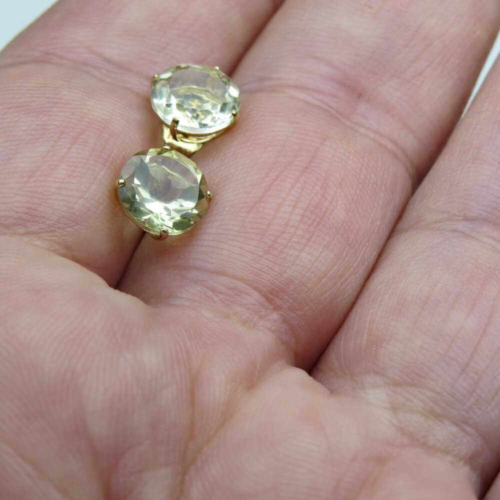 $350 14k Gold 8mm light Citrin Stud earring 3 carat tot - Picture 2 of 4